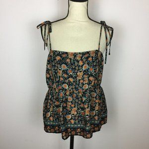 NWT Stitch Fix Nine Britton Peplum Tank Top Size M Womans Floral Smocked Black
